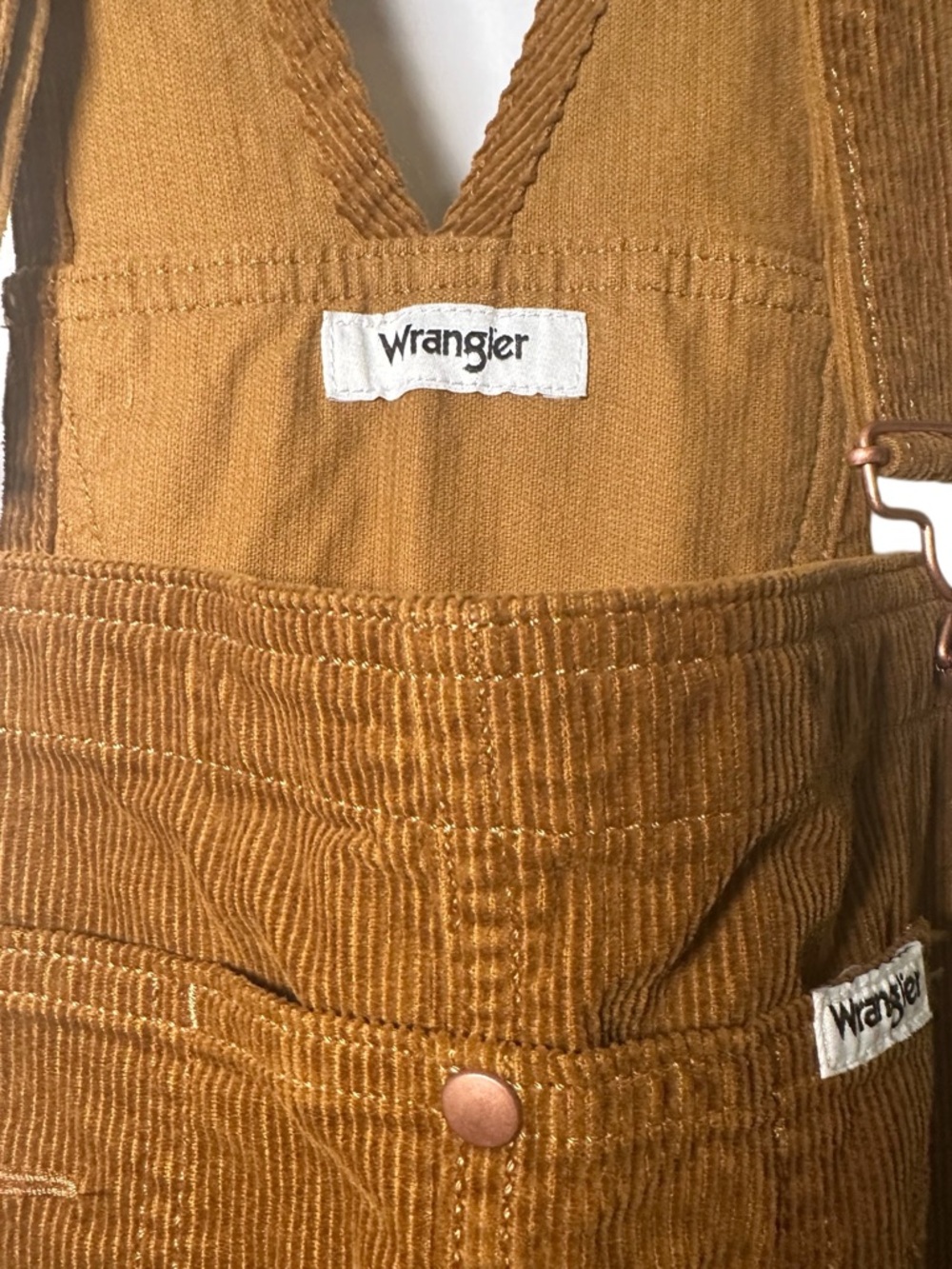 Wrangler Straight Leg Bib Cord Overalls in Warm Brown - Picture 5 of 11